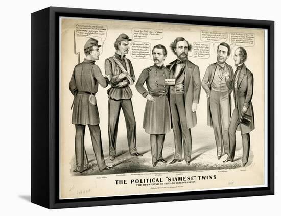 The Political Siamese Twins, the Offspring of Chicago Miscegenation, 1864-Currier & Ives-Framed Premier Image Canvas