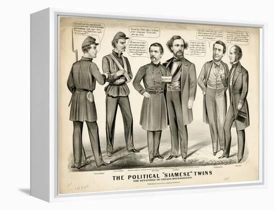 The Political Siamese Twins, the Offspring of Chicago Miscegenation, 1864-Currier & Ives-Framed Premier Image Canvas