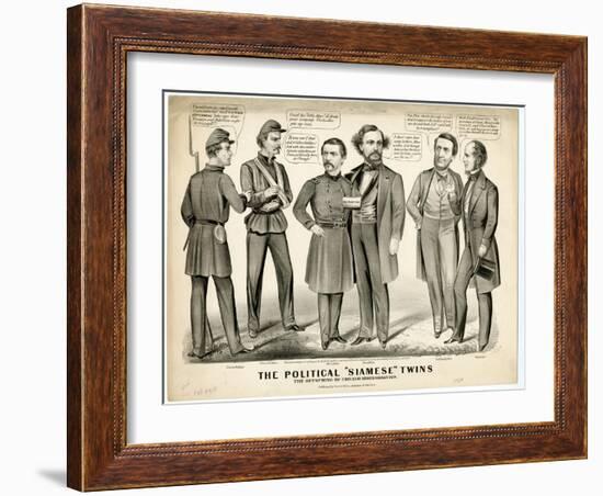 The Political Siamese Twins, the Offspring of Chicago Miscegenation, 1864-Currier & Ives-Framed Giclee Print