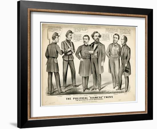 The Political Siamese Twins, the Offspring of Chicago Miscegenation, 1864-Currier & Ives-Framed Giclee Print