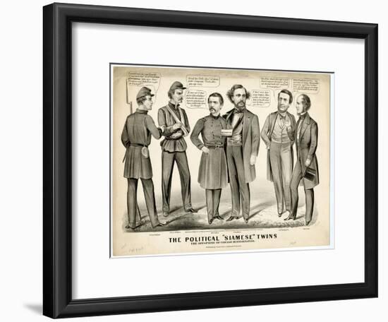 The Political Siamese Twins, the Offspring of Chicago Miscegenation, 1864-Currier & Ives-Framed Giclee Print