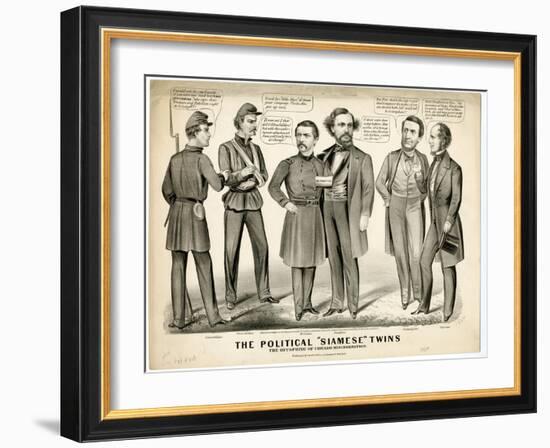 The Political Siamese Twins, the Offspring of Chicago Miscegenation, 1864-Currier & Ives-Framed Giclee Print