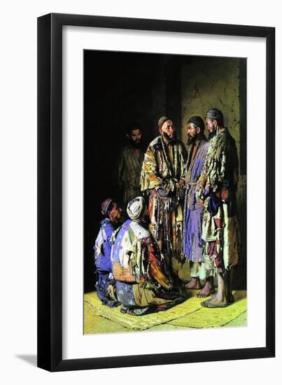 The Politicians in an Opium Shop. Tashkent, 1870-Vasili Vasilyevich Vereshchagin-Framed Giclee Print