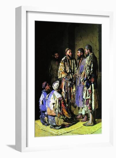 The Politicians in an Opium Shop. Tashkent, 1870-Vasili Vasilyevich Vereshchagin-Framed Giclee Print