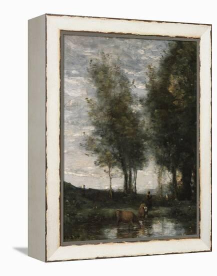 The Pond, Cowherd-Jean-Baptiste-Camille Corot-Framed Premier Image Canvas