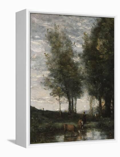 The Pond, Cowherd-Jean-Baptiste-Camille Corot-Framed Premier Image Canvas