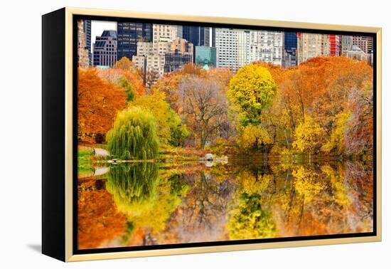 The Pond in Central Park, Manhattan, New York City-Sabine Jacobs-Framed Premier Image Canvas