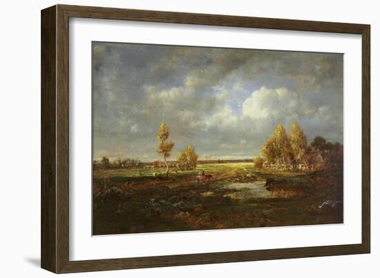 The Pond Near the Road, Farm in Le Berry, C.1845-48-Theodore Rousseau-Framed Giclee Print