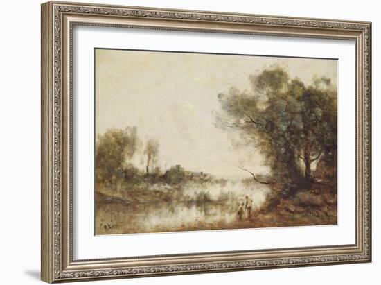 The Pond (Oil on Canvas)-Jean Baptiste Camille Corot-Framed Giclee Print