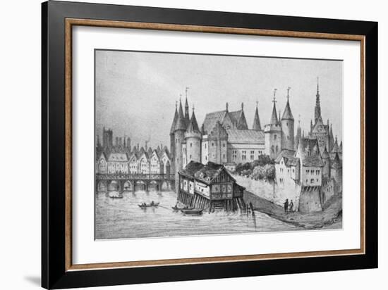 The Pont Aux Meuniers and Part of the Palais Du Roi De La Cite in 1556, 1915-null-Framed Giclee Print