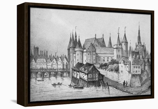 The Pont Aux Meuniers and Part of the Palais Du Roi De La Cite in 1556, 1915-null-Framed Premier Image Canvas