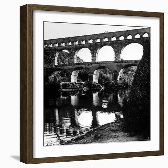 The Pont de Gard, Ancient Roman Aqueduct Bridging River Gard, Built by Romans in First Century BC-Gjon Mili-Framed Photographic Print