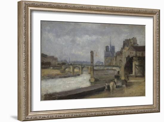 The Pont De La Tournelle, Paris, 1862-1864-Stanislas Lepine-Framed Giclee Print