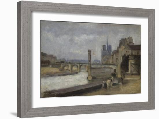 The Pont De La Tournelle, Paris, 1862-1864-Stanislas Lepine-Framed Giclee Print