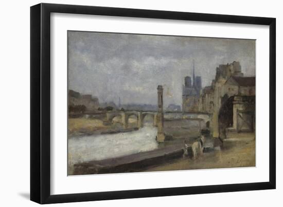 The Pont De La Tournelle, Paris, 1862-1864-Stanislas Lepine-Framed Giclee Print