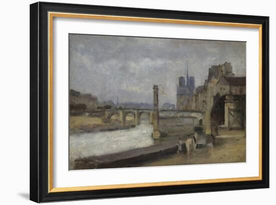 The Pont De La Tournelle, Paris, 1862-1864-Stanislas Lepine-Framed Giclee Print