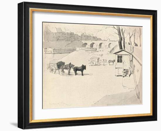 'The Pont Marie - Horses and Carts', 1915-Eugene Bejot-Framed Giclee Print