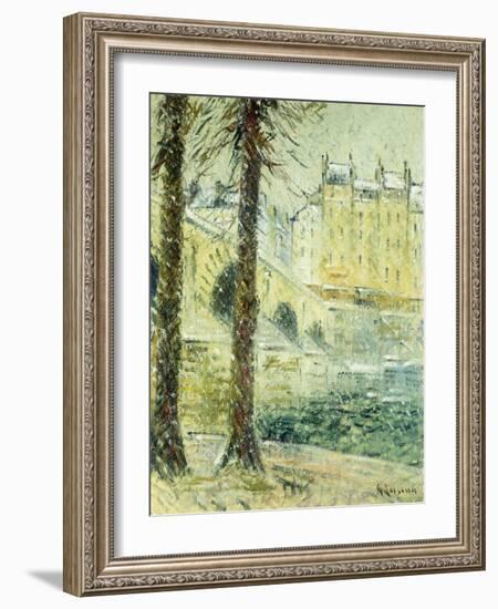 The Pont Marie in the Snow; Le Pont Marie, Effet De Neige, C.1926-Gustave Loiseau-Framed Giclee Print