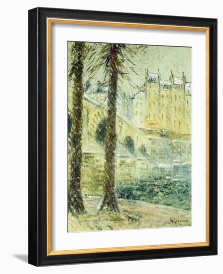 The Pont Marie in the Snow; Le Pont Marie, Effet De Neige, C.1926-Gustave Loiseau-Framed Giclee Print