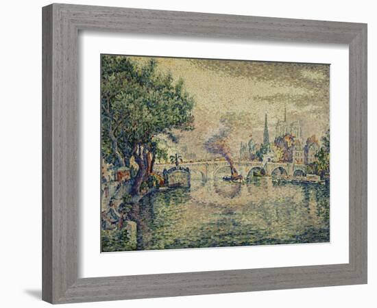 The Pont Neuf (Notre Dame Seen from the Pont-Neuf); Le Pont Neuf (Notre Dame de Paris Vue Du…-Paul Signac-Framed Giclee Print