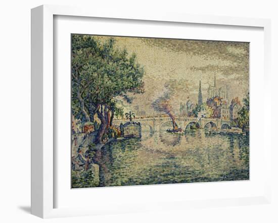 The Pont Neuf (Notre Dame Seen from the Pont-Neuf); Le Pont Neuf (Notre Dame de Paris Vue Du…-Paul Signac-Framed Giclee Print