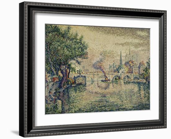 The Pont Neuf (Notre Dame Seen from the Pont-Neuf); Le Pont Neuf (Notre Dame de Paris Vue Du…-Paul Signac-Framed Giclee Print