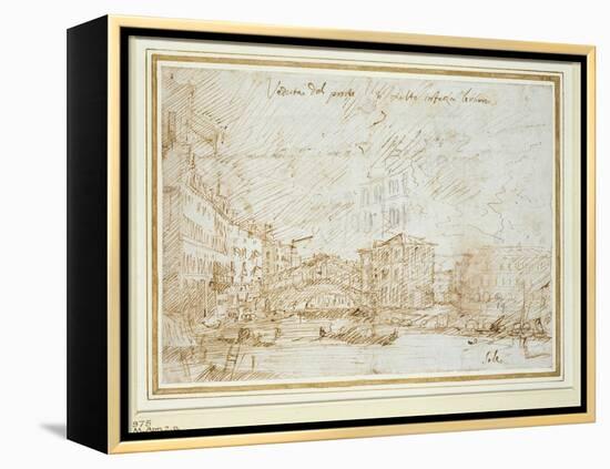 The Ponte De Rialto-Canaletto-Framed Premier Image Canvas