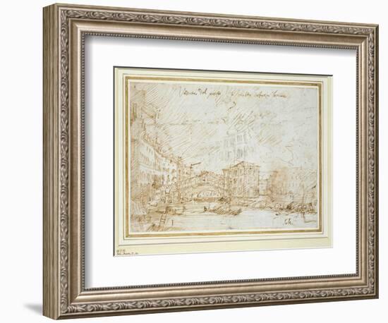 The Ponte De Rialto-Canaletto-Framed Giclee Print