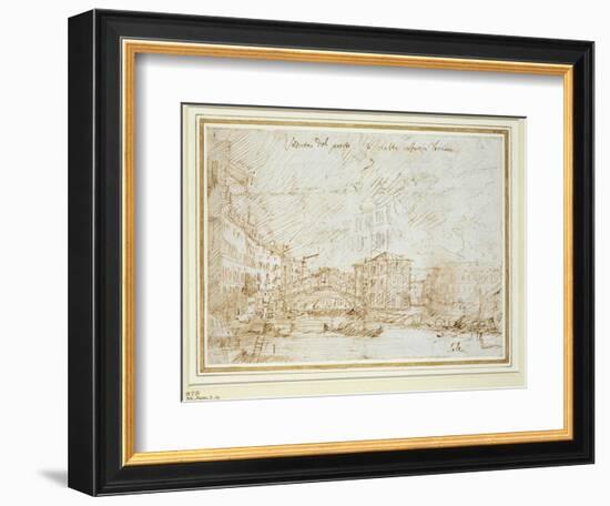 The Ponte De Rialto-Canaletto-Framed Giclee Print