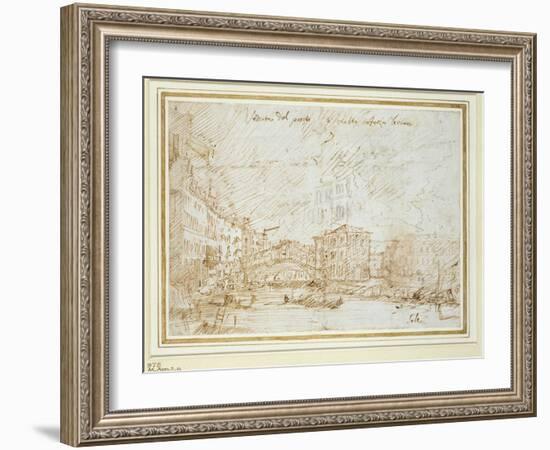 The Ponte De Rialto-Canaletto-Framed Giclee Print