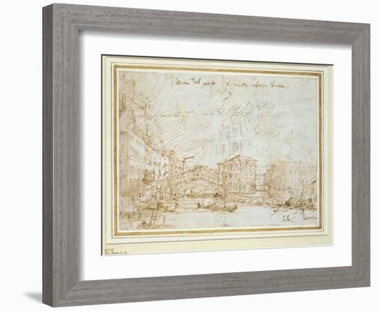 The Ponte De Rialto-Canaletto-Framed Giclee Print