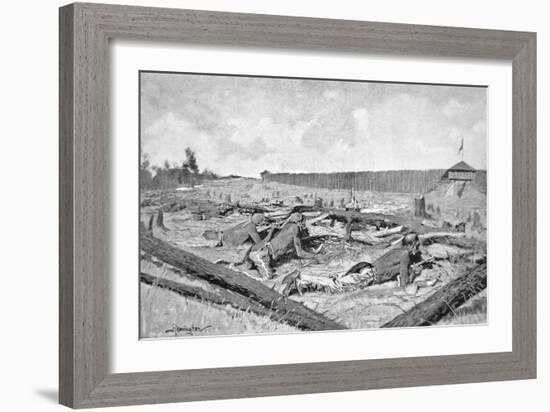 The Pontiac Chief of Ottawa Tribe Lays Siege to Fort Detroit in the Spring of 1763, after an…-American School-Framed Giclee Print