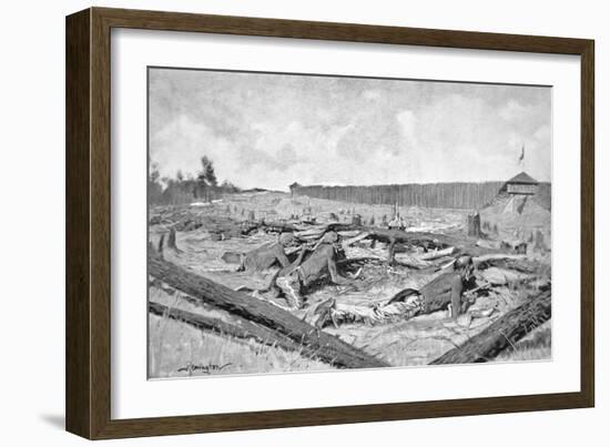 The Pontiac Chief of Ottawa Tribe Lays Siege to Fort Detroit in the Spring of 1763, after an…-American School-Framed Giclee Print