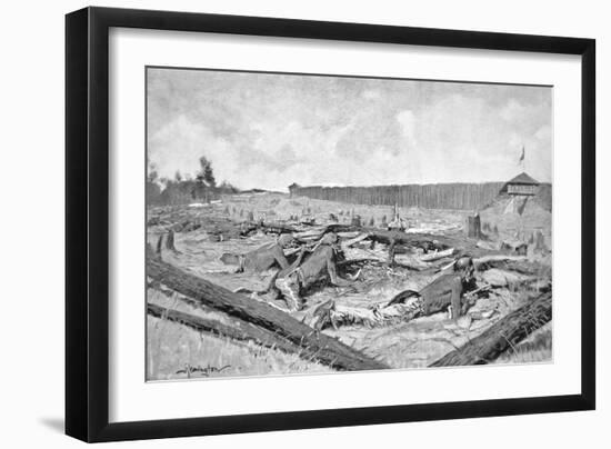 The Pontiac Chief of Ottawa Tribe Lays Siege to Fort Detroit in the Spring of 1763, after an…-American School-Framed Giclee Print