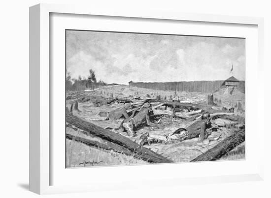 The Pontiac Chief of Ottawa Tribe Lays Siege to Fort Detroit in the Spring of 1763, after an…-American School-Framed Giclee Print