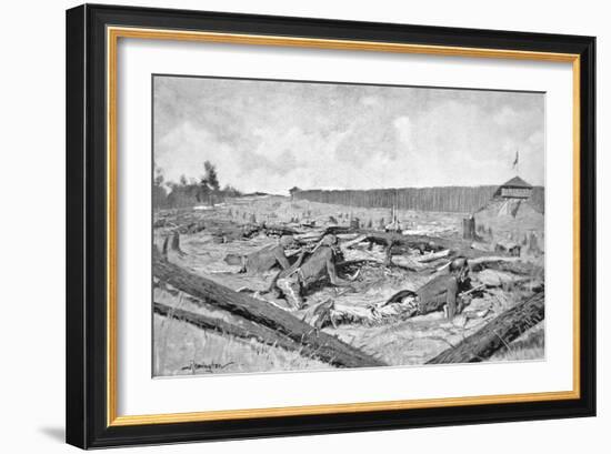 The Pontiac Chief of Ottawa Tribe Lays Siege to Fort Detroit in the Spring of 1763, after an…-American School-Framed Giclee Print