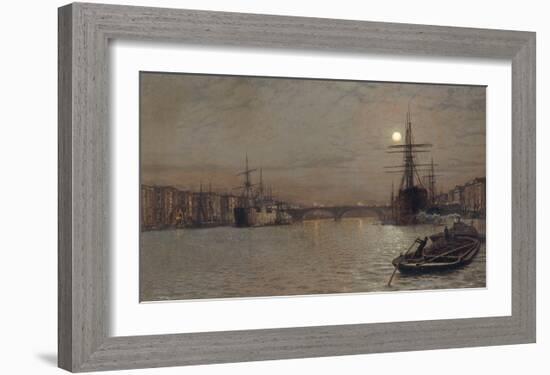 The Pool and London Bridge at Night-John Atkinson Grimshaw-Framed Giclee Print