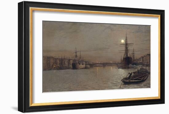 The Pool and London Bridge at Night-John Atkinson Grimshaw-Framed Giclee Print