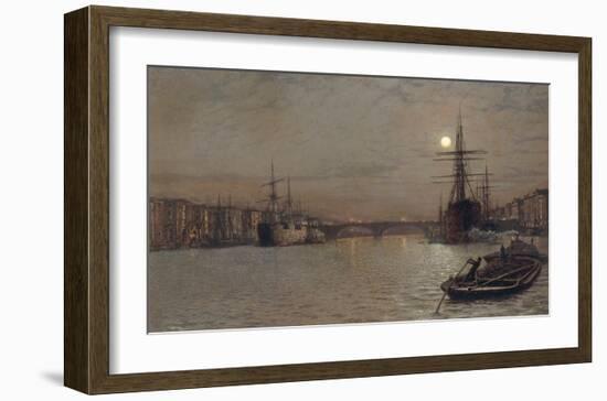 The Pool and London Bridge at Night-John Atkinson Grimshaw-Framed Giclee Print