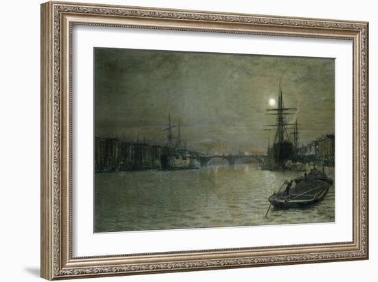 The Pool and London Bridge at Night-John Atkinson Grimshaw-Framed Giclee Print