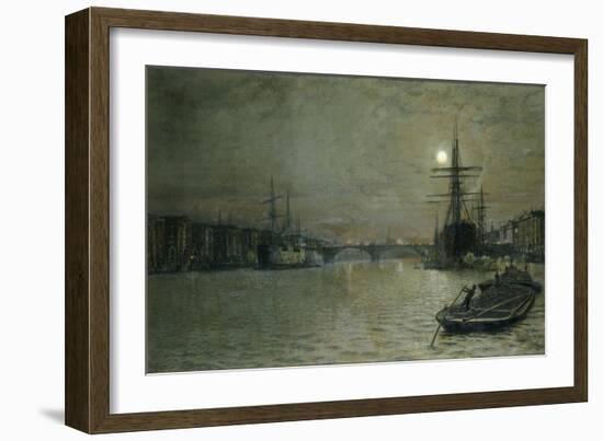 The Pool and London Bridge at Night-John Atkinson Grimshaw-Framed Giclee Print