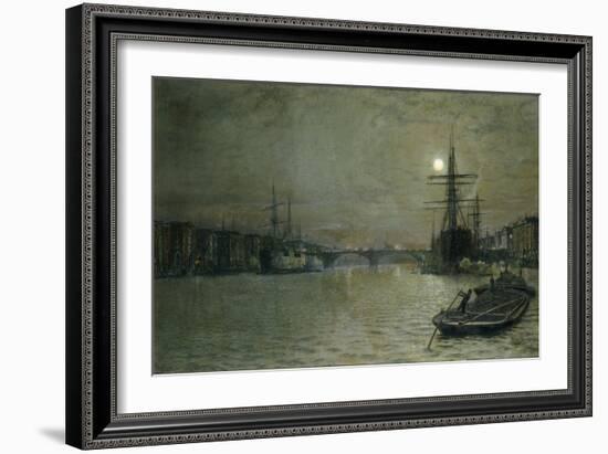 The Pool and London Bridge at Night-John Atkinson Grimshaw-Framed Giclee Print