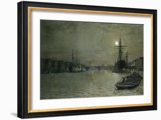 The Pool and London Bridge at Night-John Atkinson Grimshaw-Framed Giclee Print