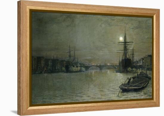 The Pool and London Bridge at Night-John Atkinson Grimshaw-Framed Premier Image Canvas