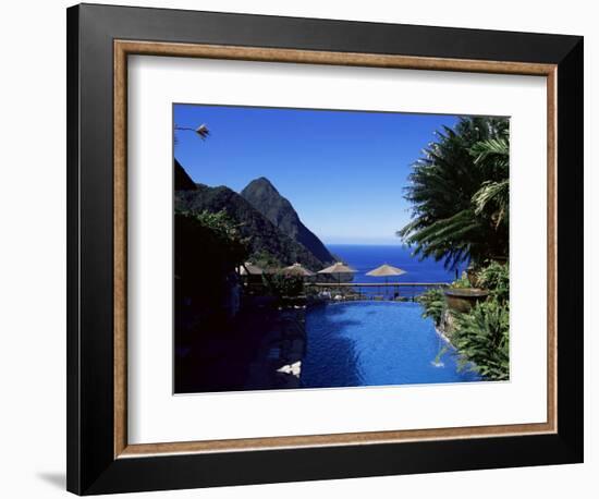 The Pool at the Ladera Resort Overlooking the Pitons, St. Lucia, Windward Islands-Yadid Levy-Framed Photographic Print