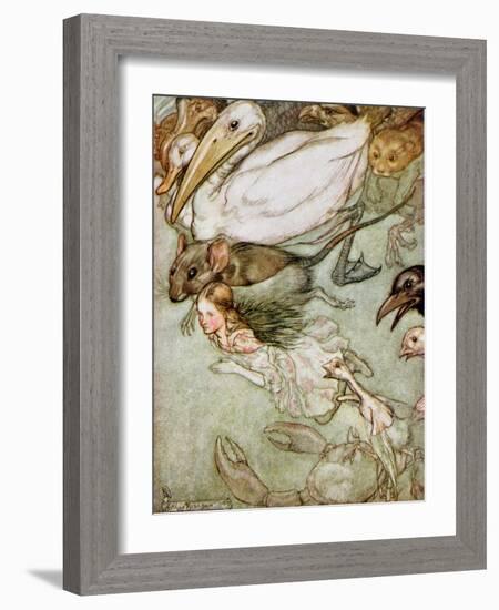 The Pool of Tears, from 'Alice's Adventures in Wonderland' by Lewis Carroll (1832-98) 1907-Arthur Rackham-Framed Giclee Print