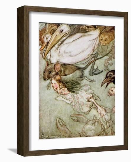 The Pool of Tears, from 'Alice's Adventures in Wonderland' by Lewis Carroll (1832-98) 1907-Arthur Rackham-Framed Giclee Print
