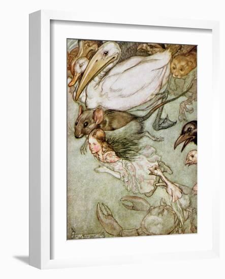 The Pool of Tears, from 'Alice's Adventures in Wonderland' by Lewis Carroll (1832-98) 1907-Arthur Rackham-Framed Giclee Print