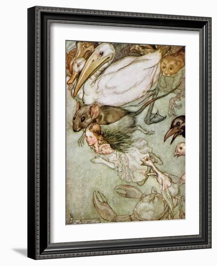 The Pool of Tears, from 'Alice's Adventures in Wonderland' by Lewis Carroll (1832-98) 1907-Arthur Rackham-Framed Giclee Print