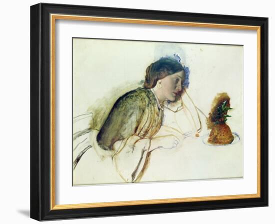 The Poor Actress's Christmas Dinner, 19th Century-Robert Braithwaite Martineau-Framed Giclee Print